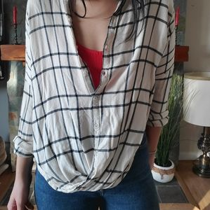 BDG crossover plaid button up